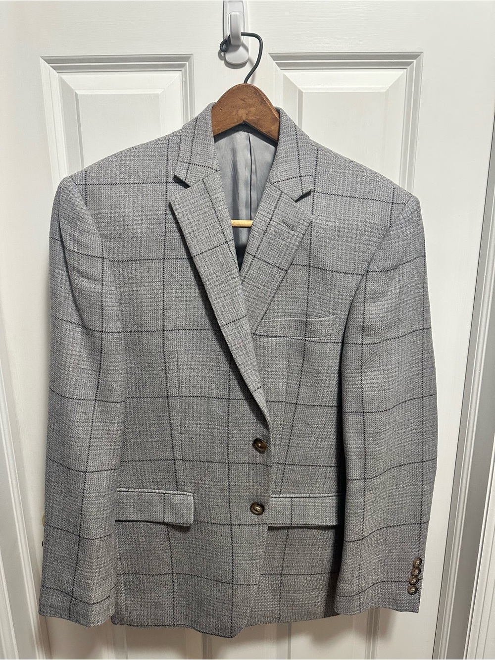 Wool Ralph Lauren Gray Windowpane Sport Coat Blazer